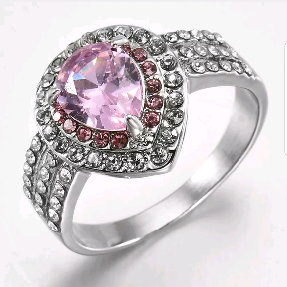 New 925 silver gorgeous pink sapphire ladies ring - Picture 3 of 4